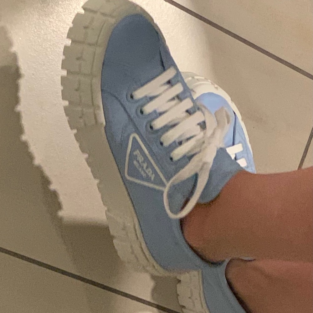 Prada blue tennis shoes.Calzature Donna.ColorCielo